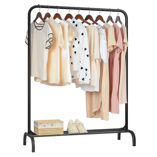 YasTant Sturdy Clothes Rail for Bedroom, Portable Clothes Rack with Storage Shelf, Metal Clothing Rail for Hanging Garments