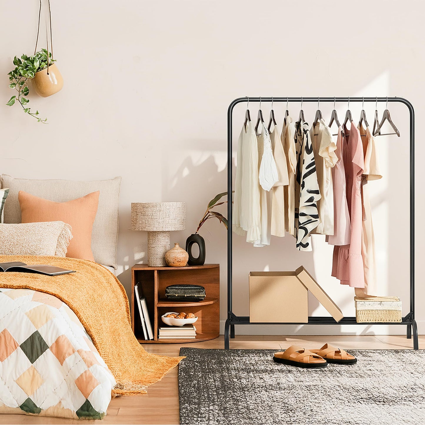 Sturdy Clothes Rail Rack with Storage Shelf