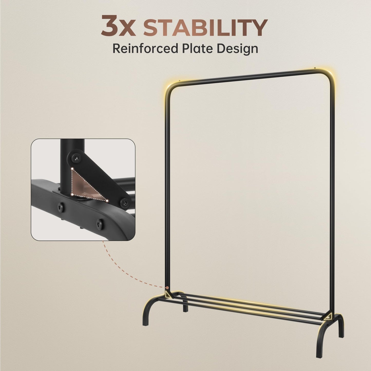 Sturdy Clothes Rail Rack with Storage Shelf