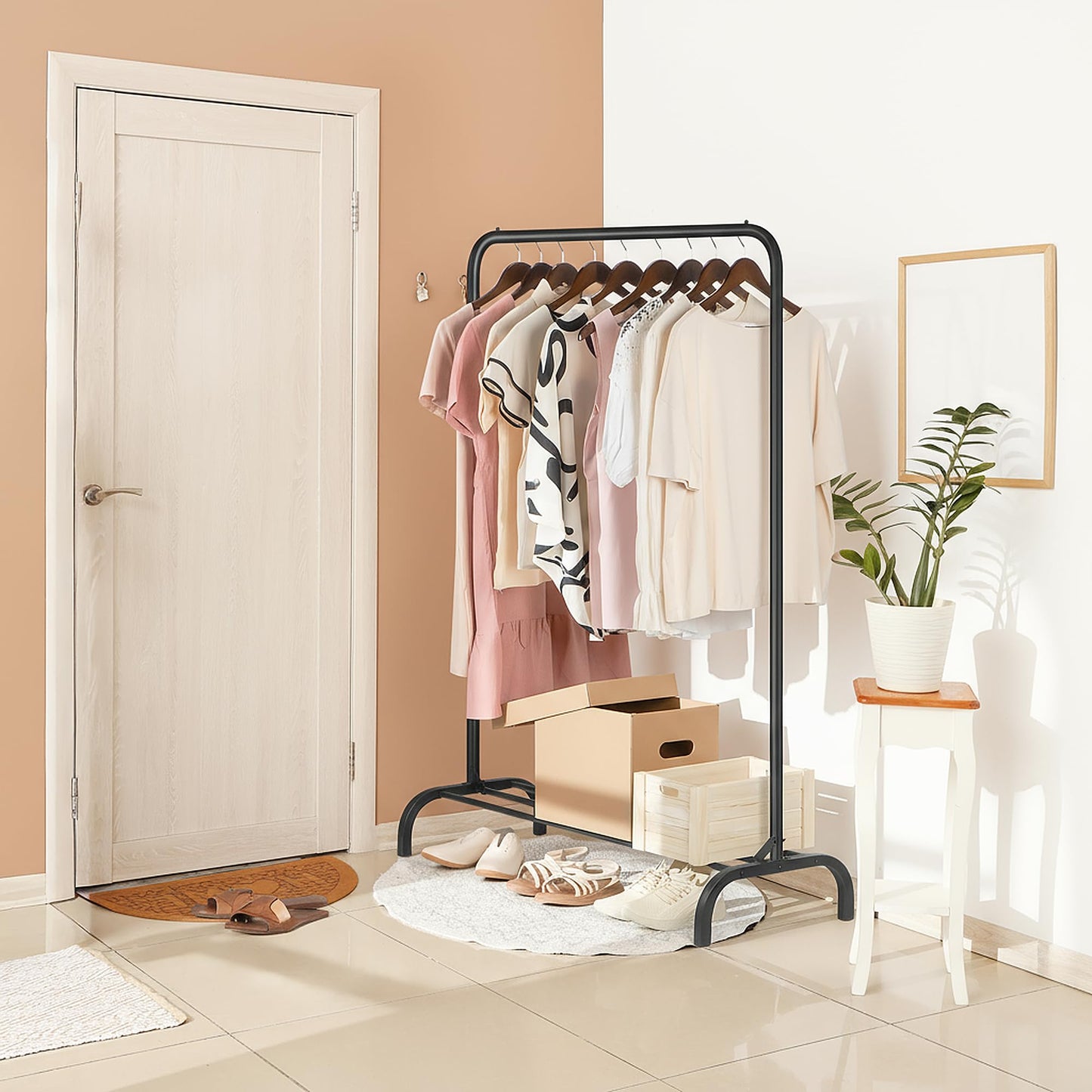 Sturdy Clothes Rail Rack with Storage Shelf
