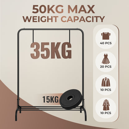 Sturdy Clothes Rail for Bedroom, Portable Clothes Rack with Storage Shelf, Metal Clothing Rail for Hanging Garments