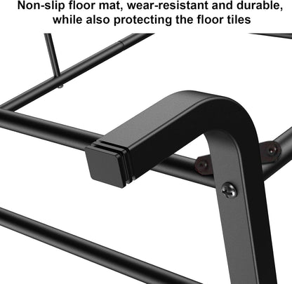 Heavy Duty Clothes Rail for Bedroom, 110 × 55 × 145cm Sturdy Hanging Clothes Rack for Garments, Double Metal Clothing Rail with Storage Shelf, Max 95 kg (Black)