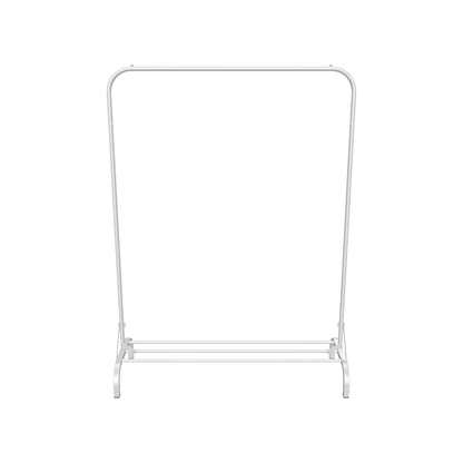 Sturdy Clothes Rail for Bedroom, Portable Clothes Rack with Shoe Storage, Metal Clothing Rail for Hanging Garments (White)