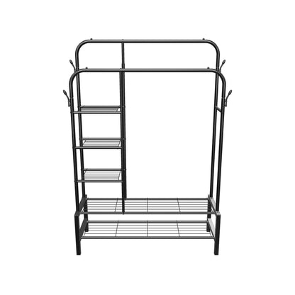 Double Clothes Rail for Bedroom, 110 * 55 * 145cm Sturdy Hanging Clothes Rack for Garments, Metal Clothing Rail with Storage Shelf, 95 kg Load Capacity